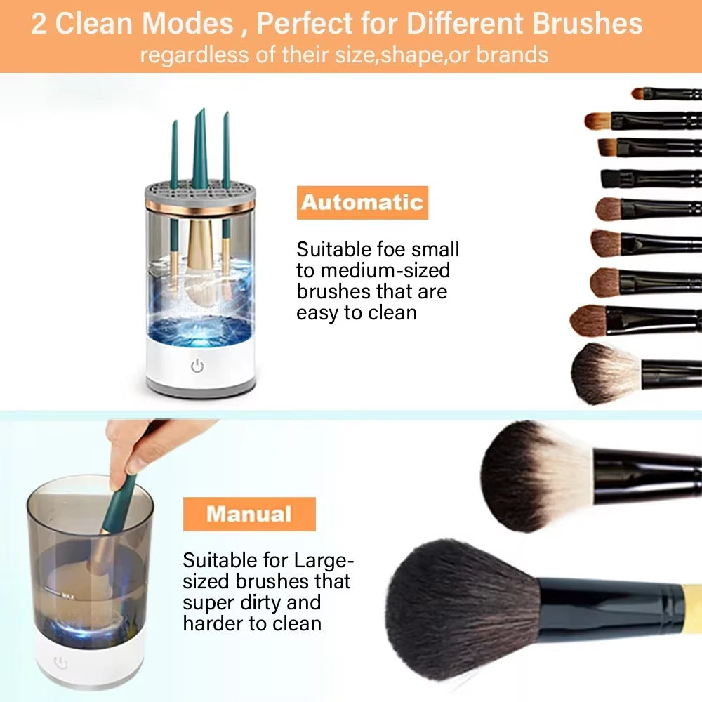 USB Electric Makeup Brush Cleaner – 3-In-1 Portable Washer, Dryer & Drying Rack for Quick, Effortless Brush Cleaning